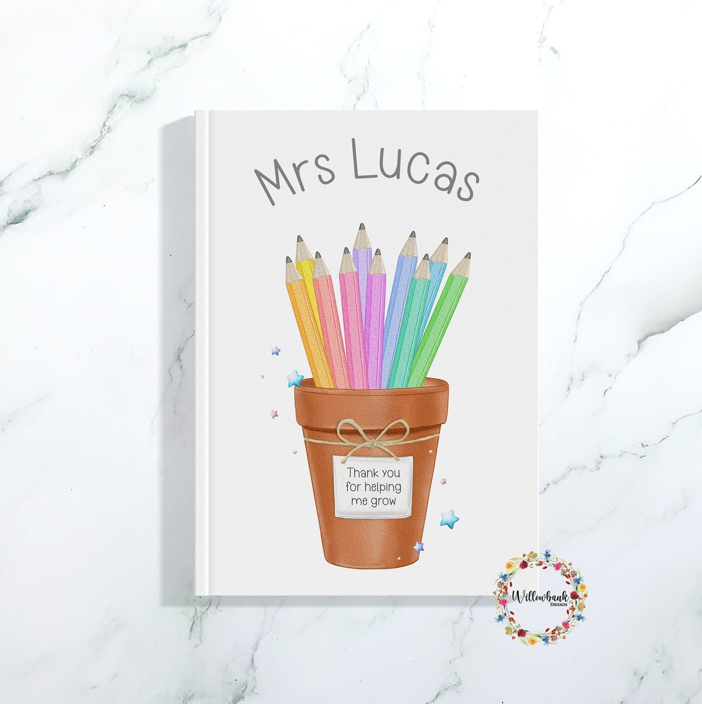 Teacher Pencil Pot Notebook l Teaching Assistant Present l Notepad l Planner l End Of Term l School Leaver Gift l Student Present