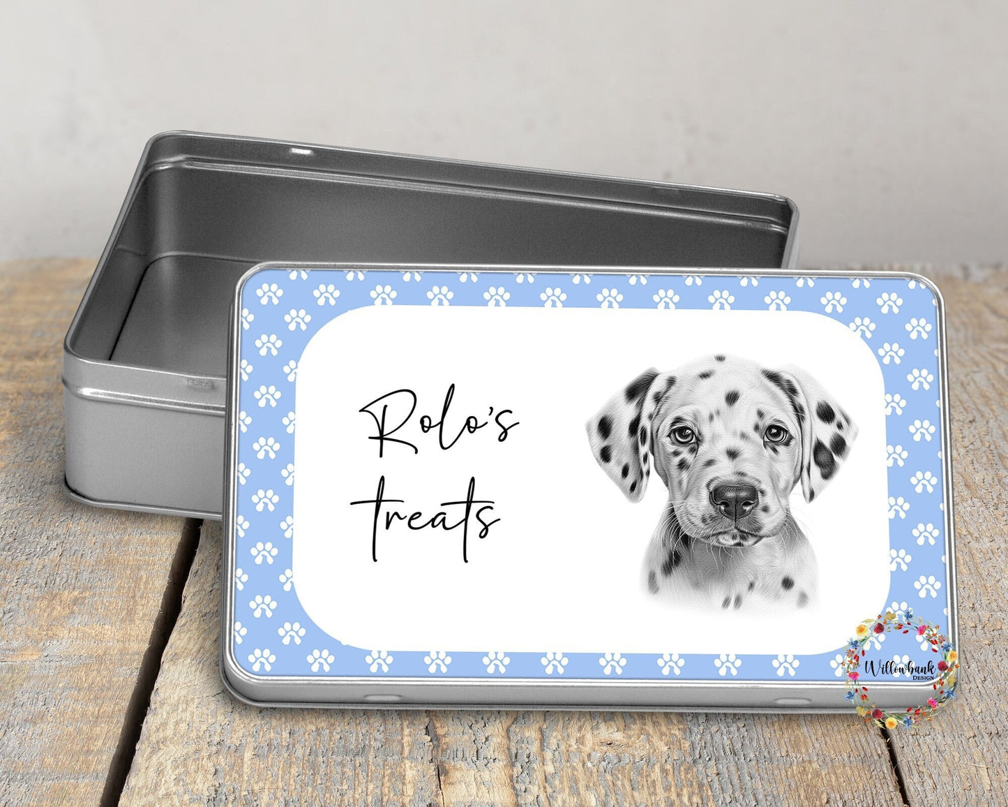 Personalised Dalmation Treat Tin l Puppy Treats l Dog Lover l New Puppy Gift l Dog Biscuit Storage