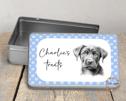 Personalised Labrador Puppy Dog Treat Tin