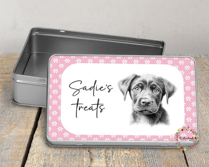 Personalised Labrador Puppy Dog Treat Tin