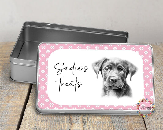 Personalised Labrador Puppy Dog Treat Tin
