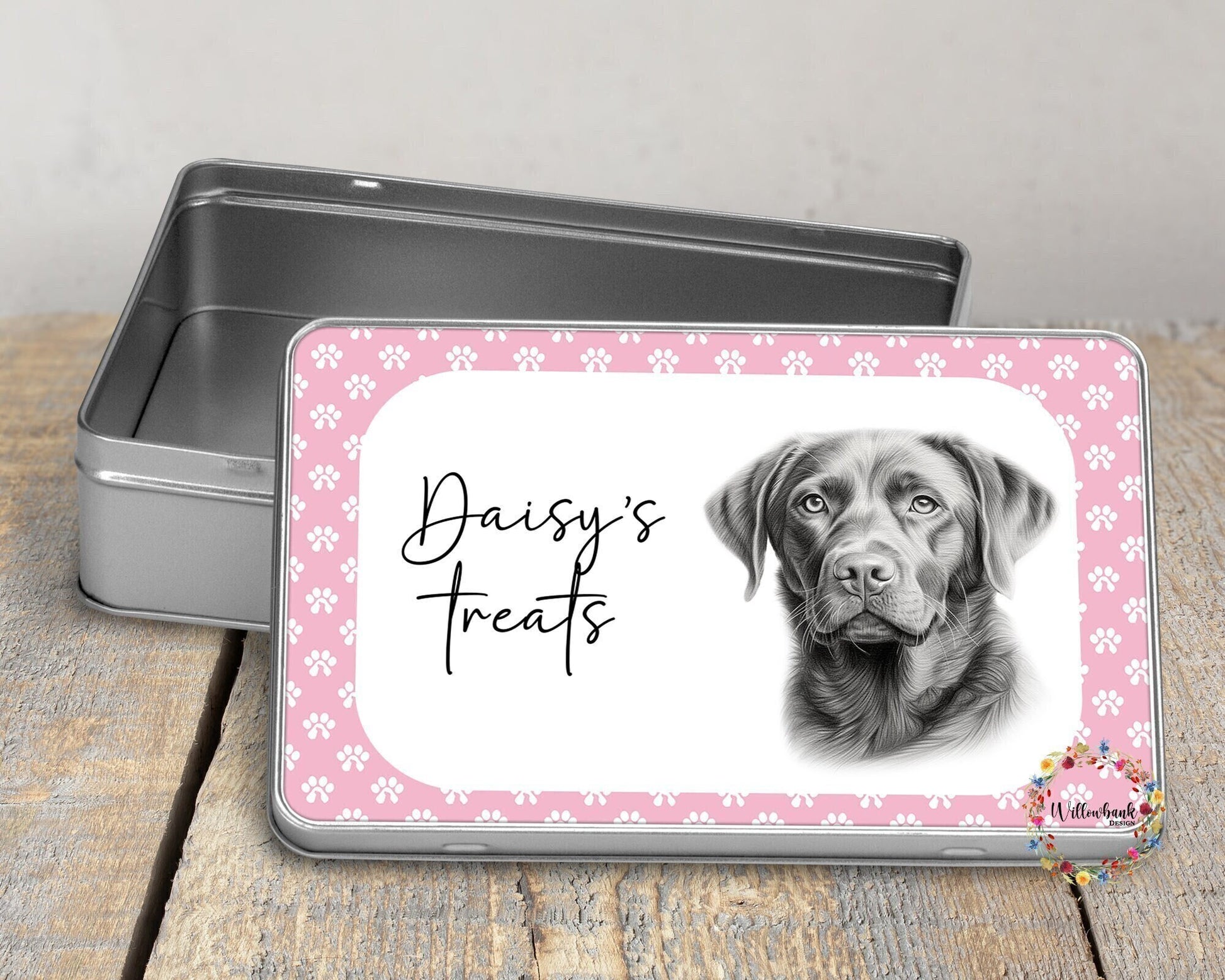 Personalised Black Labrador Treat Tin l Puppy Treats l Dog Lover l New Puppy Gift l Dog Biscuit Storage