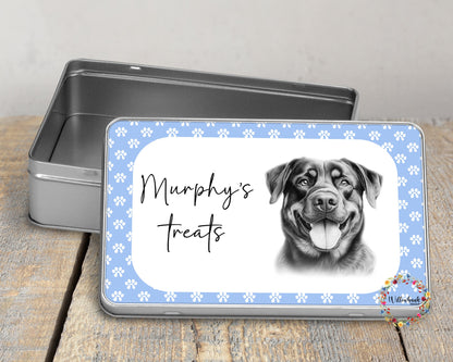 Personalised Rottweiler Dog Treat Tin