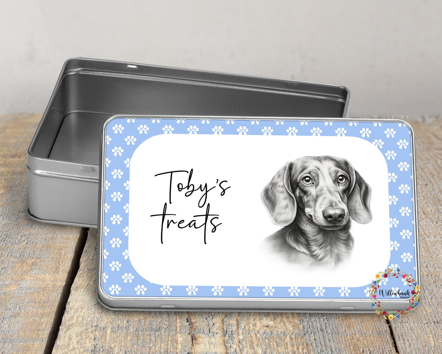 Personalised Dachshund Dog Treat Tin l Sausage Dog l Puppy Treats l Dog Lover l New Puppy Gift l Dog Biscuit Storage