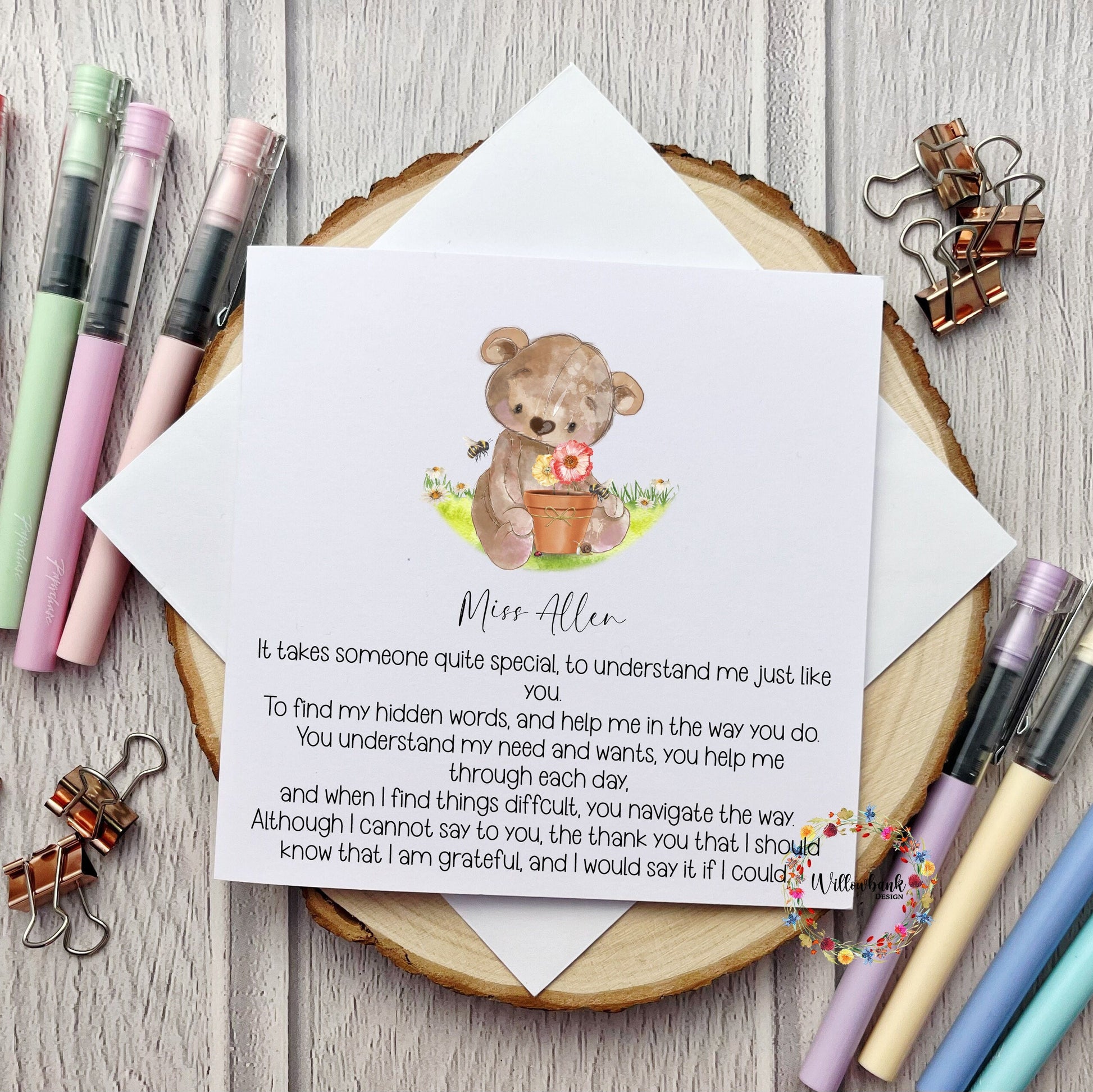 Personalised Teacher Card l Teaching Assistant l SEN Assistant l 121 l One To One Thank You Teacher l Nursery l Special Education l SENCO