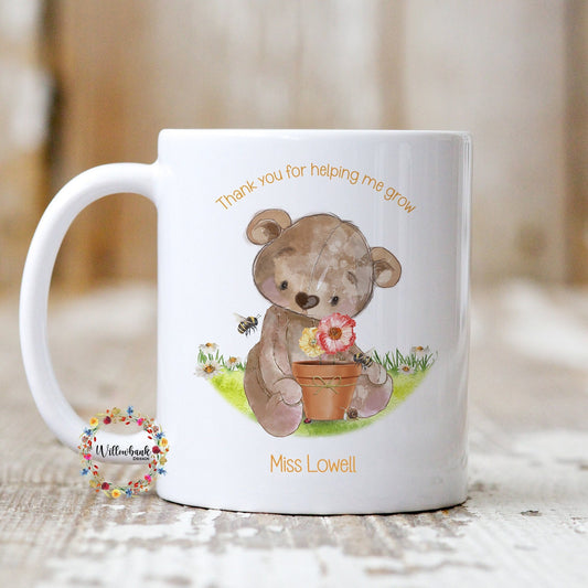 Thank You For Helping Me Grow 11oz Mug l Teacher Gift l Teaching Assistant l Nursery Present l School Leaver