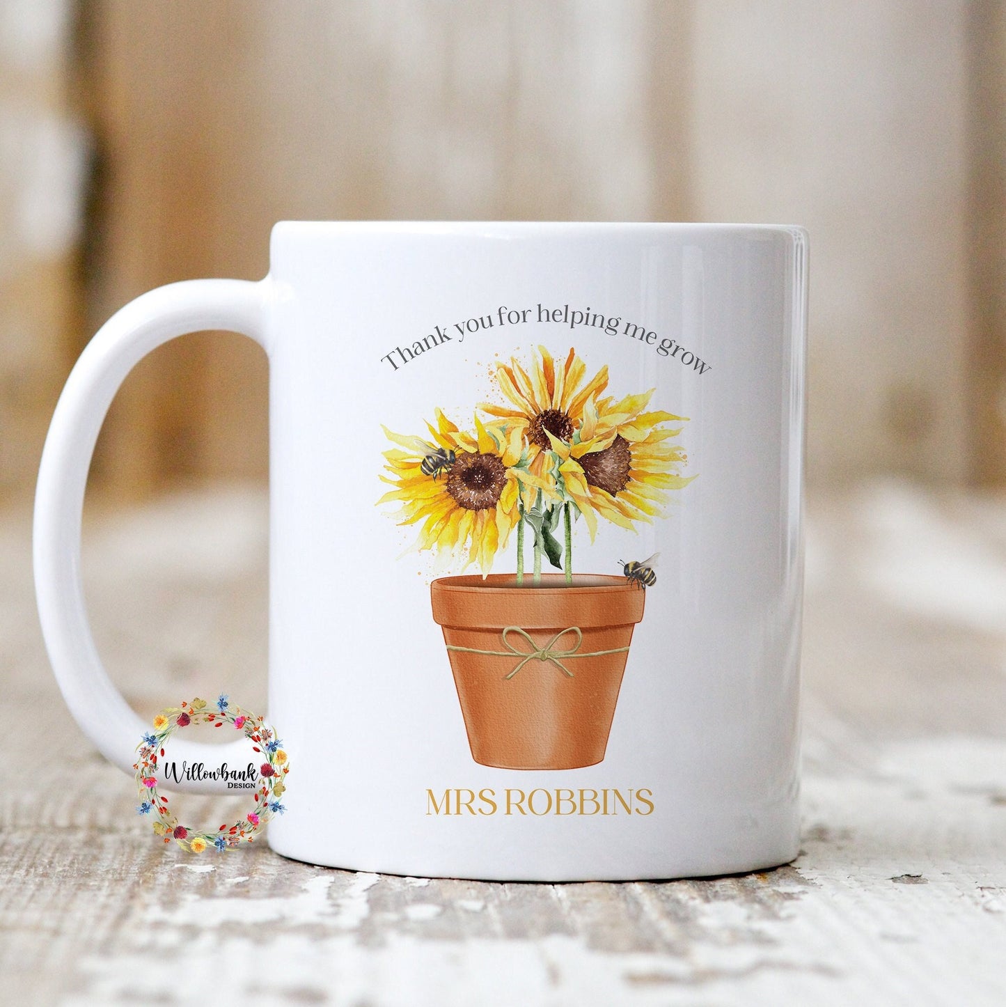 Thank You For Helping Me Grow 11oz Mug l Teacher Gift l Teaching Assistant l Nursery Present l School Leaver