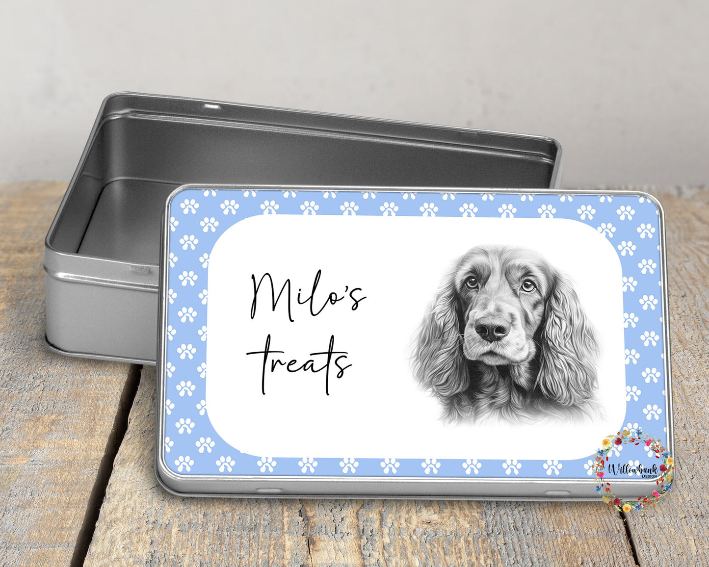 Personalised Cocker Spaniel Dog Treat Tin l Puppy Treats l Dog Lover l New Puppy Gift l Dog Biscuit Storage