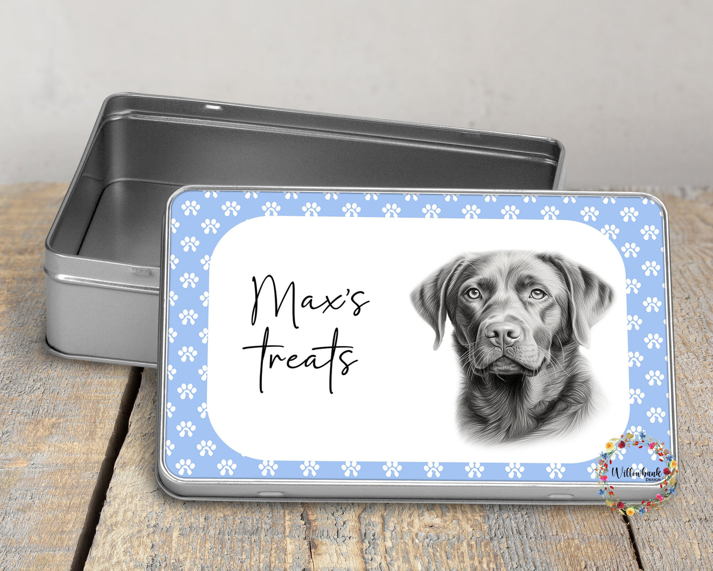 Personalised Black Labrador Treat Tin l Puppy Treats l Dog Lover l New Puppy Gift l Dog Biscuit Storage