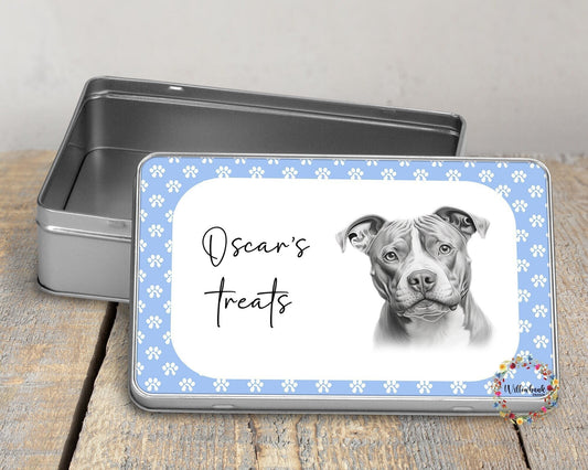 Personalised Pitbull DogTreat Tin l Puppy Treats l Dog Lover l New Puppy Gift l Dog Biscuit Storage