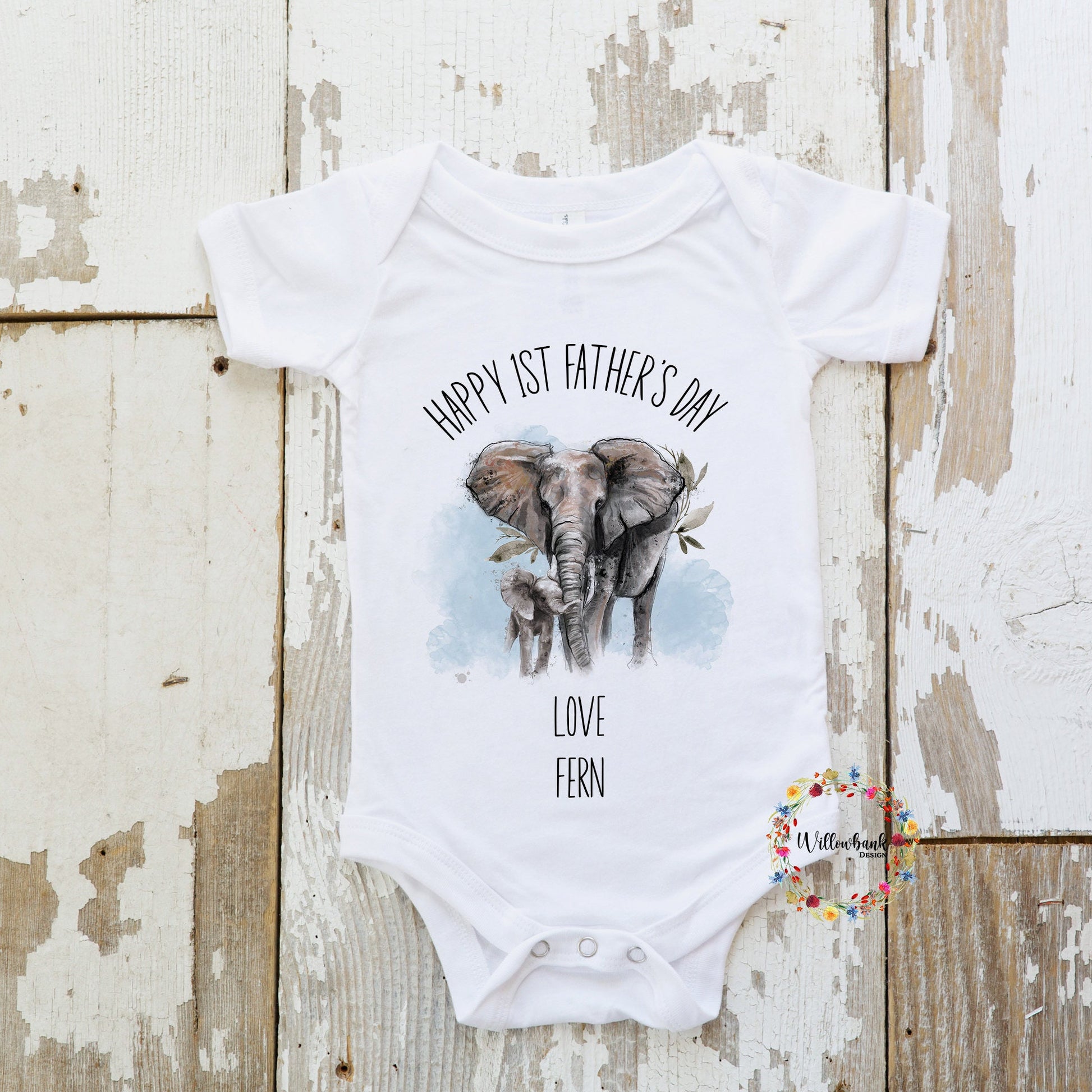 First Father's Day Elephant Babygrow l Baby Vest l Onesie l 1st Father's Day l Daddy Gift