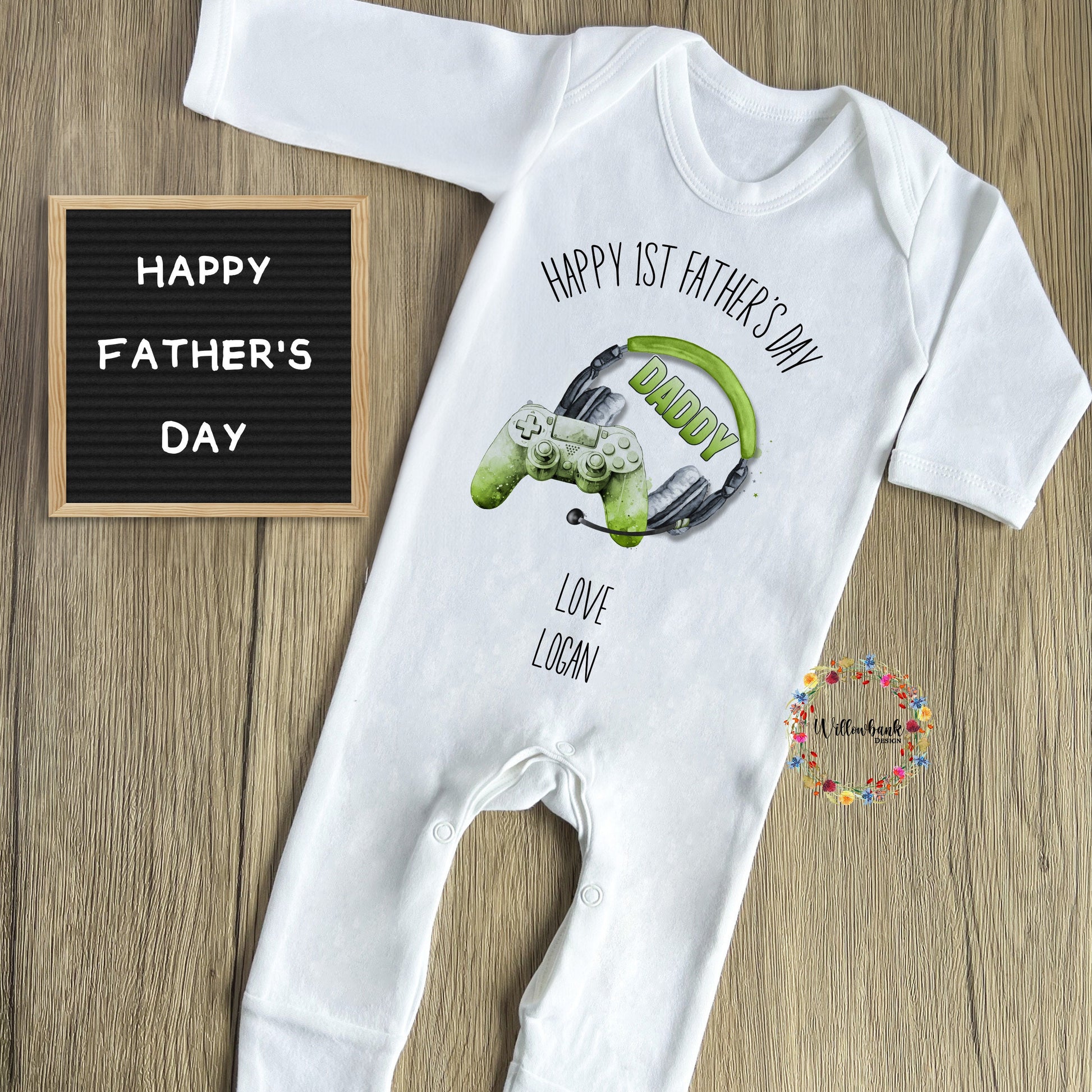 First Father's Day Gamer Babygrow l Baby Vest l Onesie l 1st Father's Day l Daddy Gift l Gaming