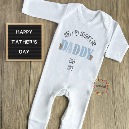 First Father's Day Bear Babygrow l Baby Vest l Onesie l 1st Father's Day l Daddy Gift