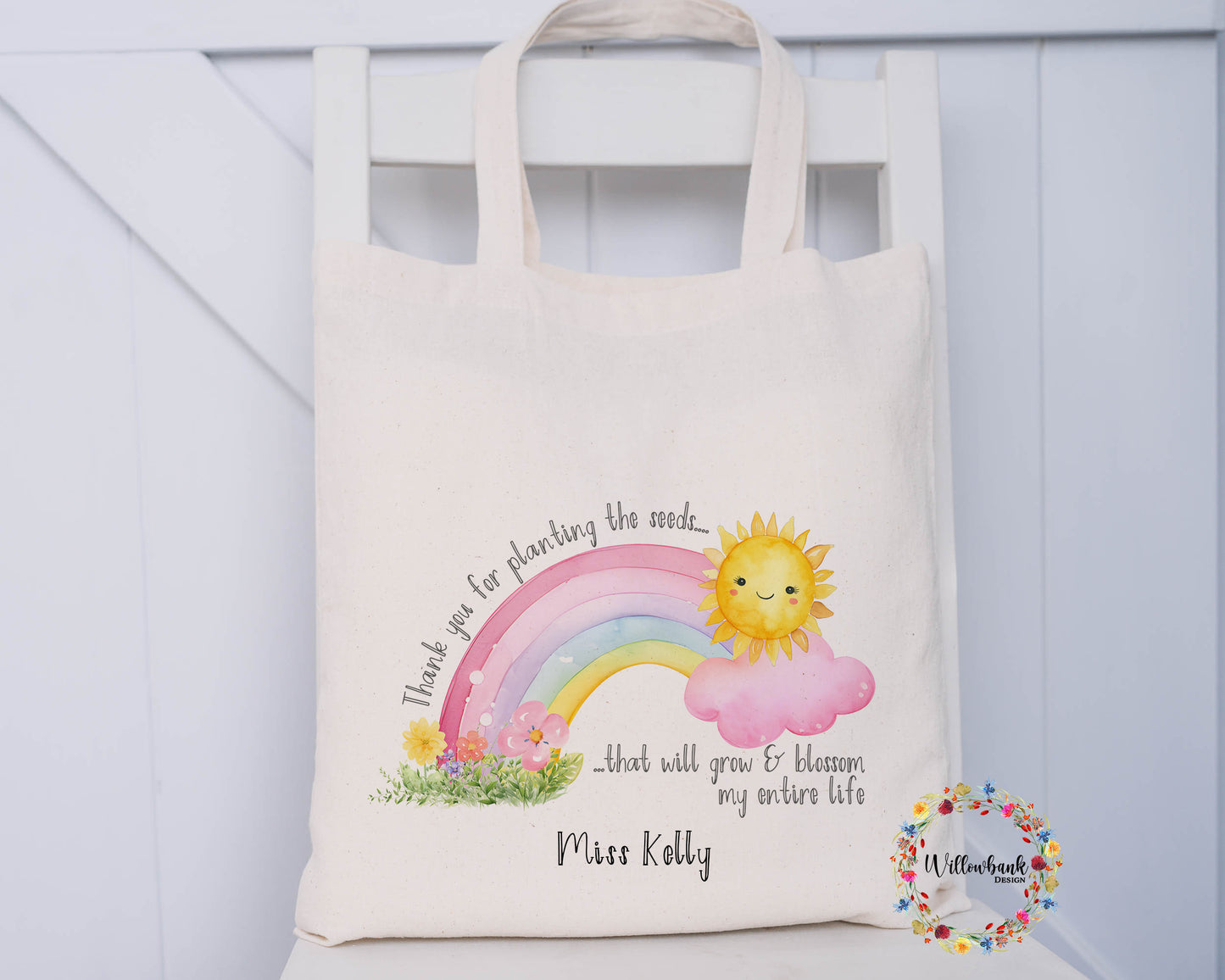 Thank you For Planting The Seeds Rainbow Tote Bag l Teacher Gift l Teaching Assistant Present l Nursery l Eco Shopping Bag l End Of Year