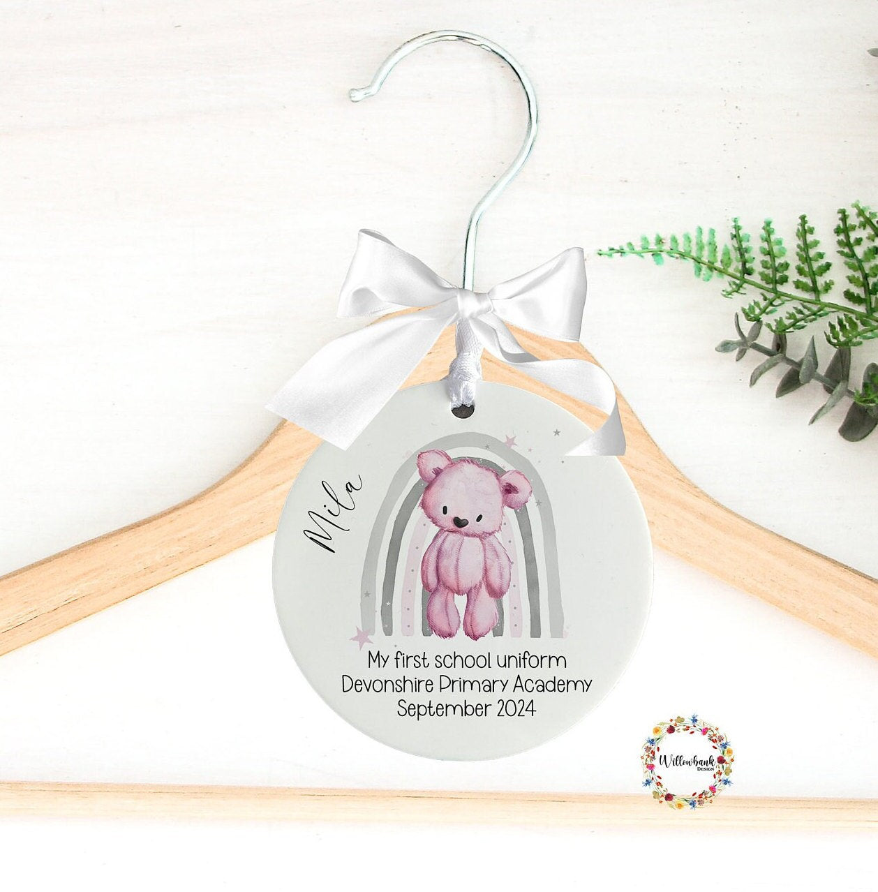 My First School Uniform l Personalised School Uniform Hanger l Back To School l 1st School Uniform l Nursery l Preschool l Rainbow Bear