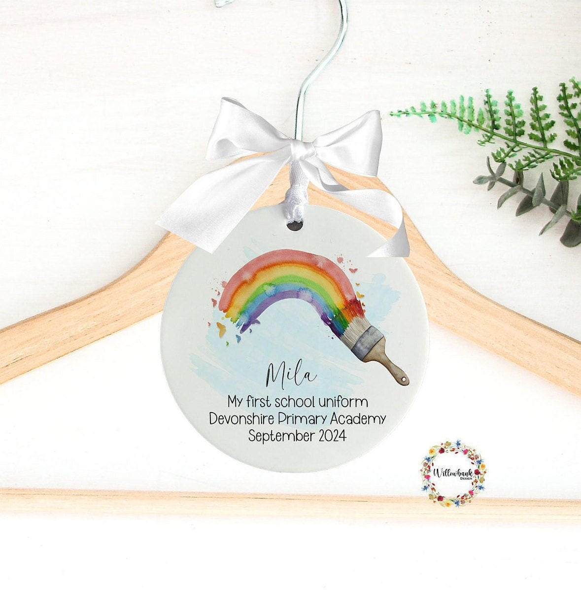 My First School Uniform l Personalised School Uniform Hanger l Back To School l 1st School Uniform l Nursery l Preschool l Rainbow