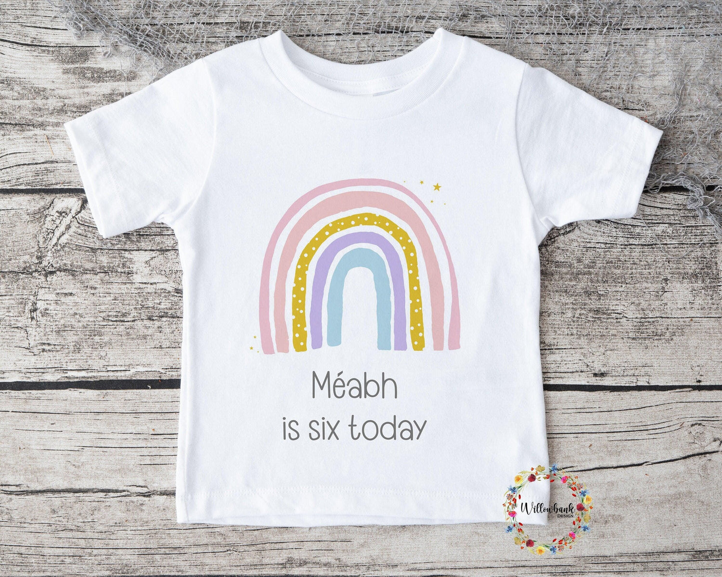 Personalised Happy Birthday Rainbow Tshirt