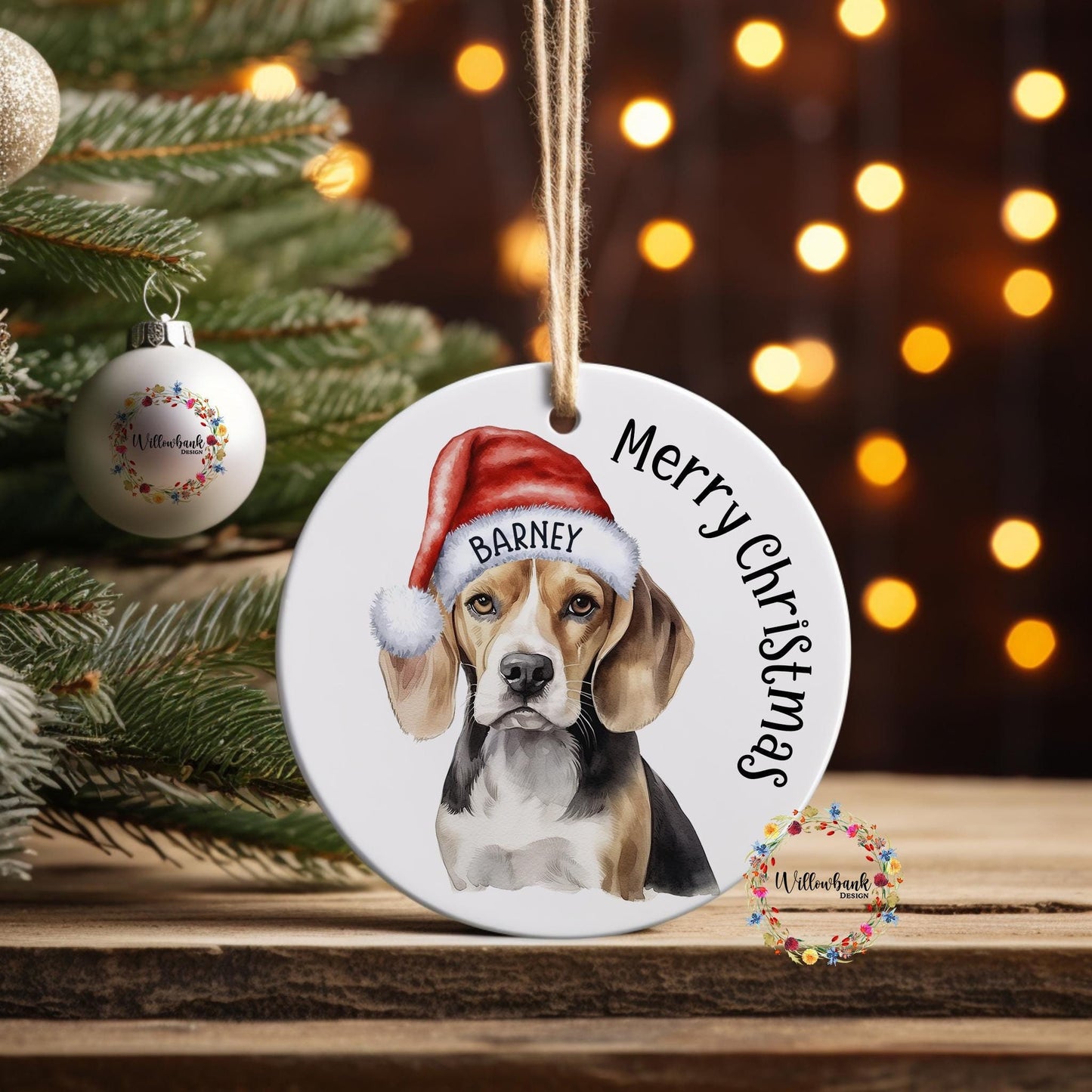 Personalised Beagle Christmas Tree Decoration l Dog Lover l Santa Dogs l Hanging Decoration l Hanging Ornament