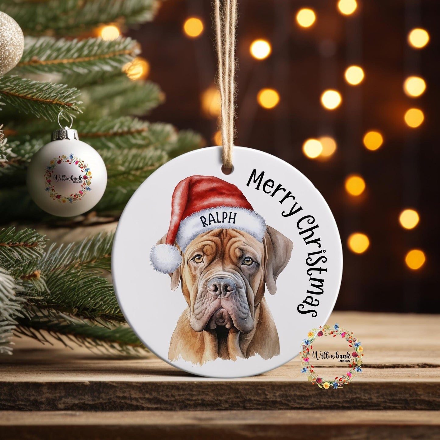 Personalised Dogue de Bordeaux Christmas Tree Decoration l Dog Lover l Santa Dogs l Hanging Decoration l Hanging Ornament