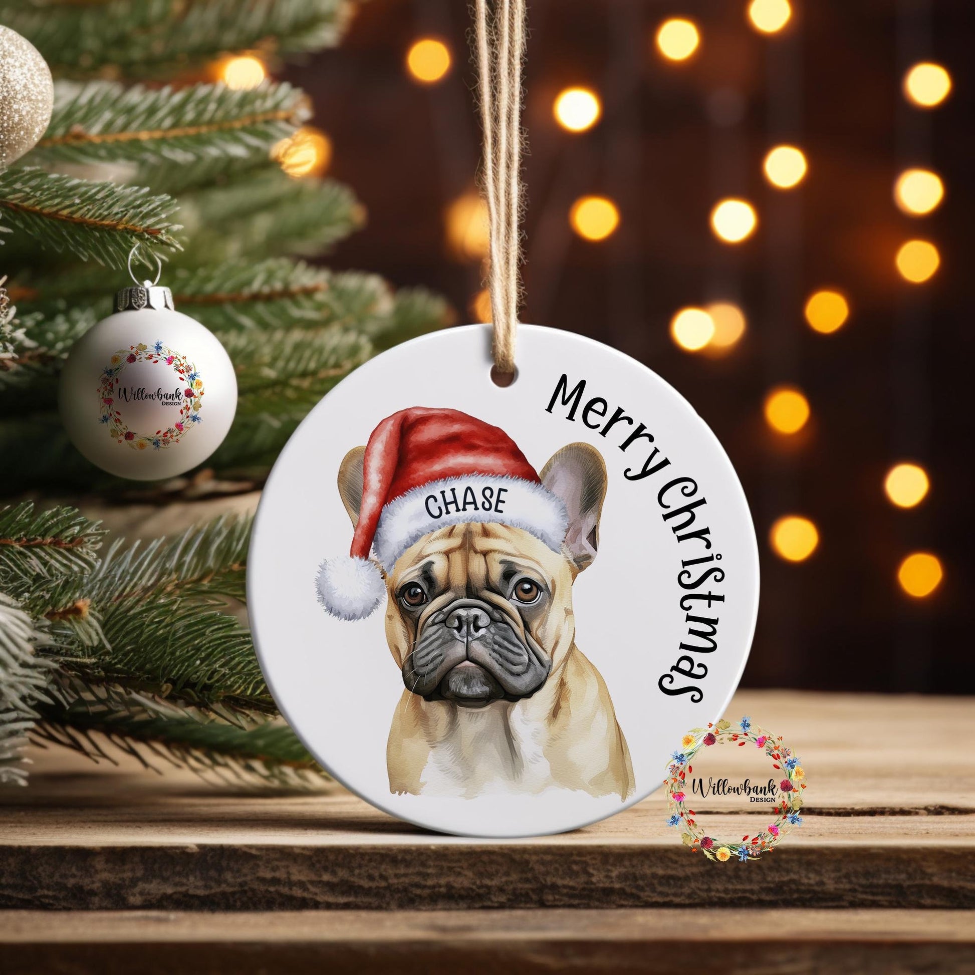 Personalised French Bulldog Christmas Tree Decoration l Dog Lover l Santa Dogs l Hanging Decoration l Hanging Ornament l Frenchie