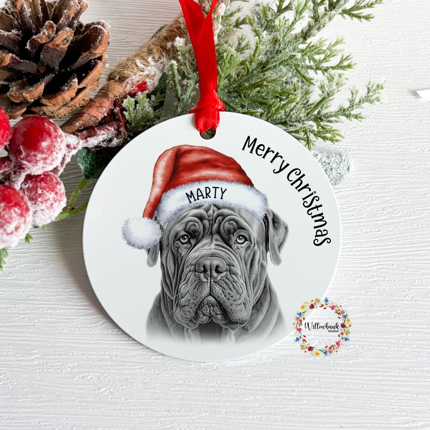 Personalised Neapolitan Mastiff Christmas Tree Decoration l Dog Lover l Santa Dogs l Hanging Decoration l Hanging Ornament