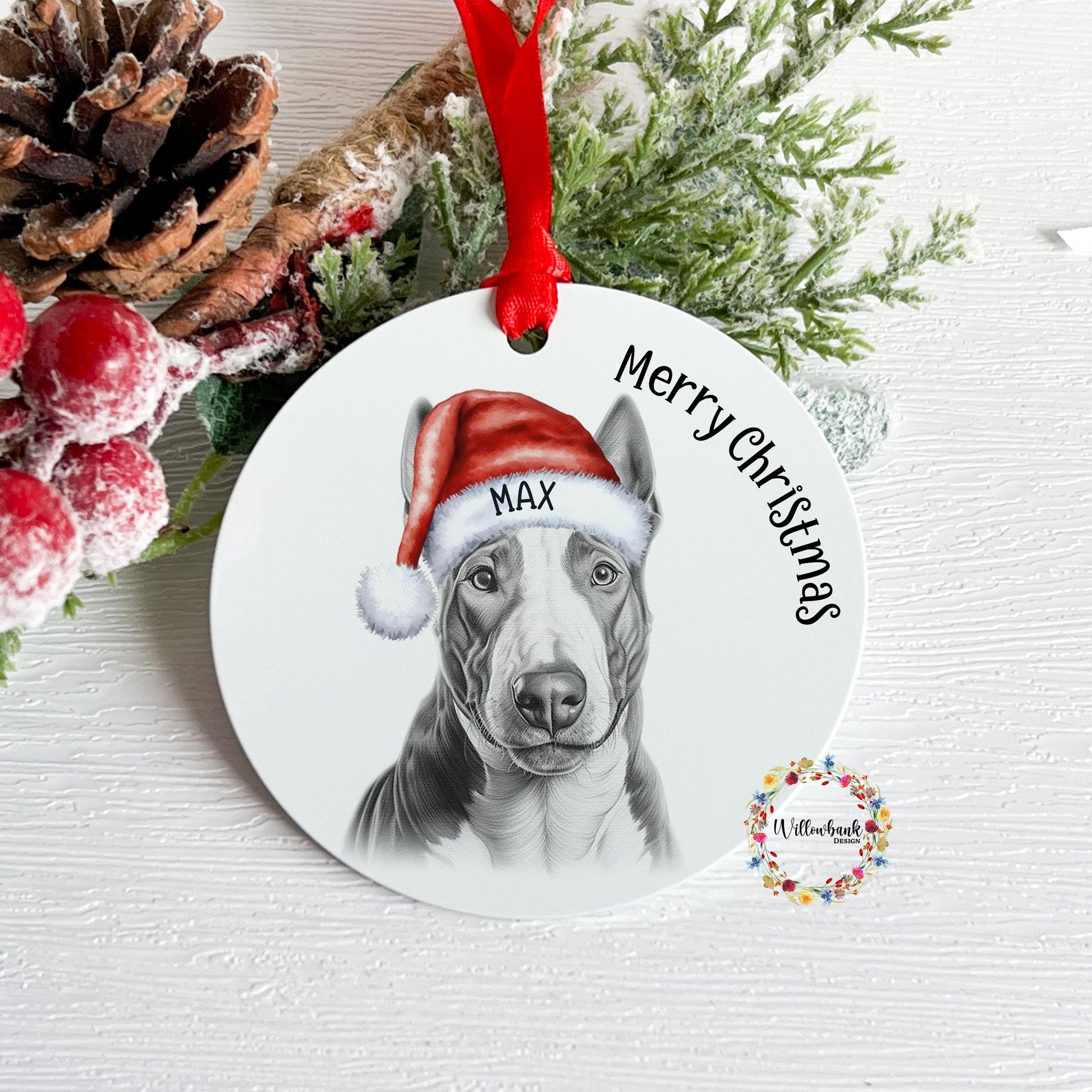 Personalised Pitbull Christmas Tree Decoration l Dog Lover l Santa Dogs l Hanging Decoration l Hanging Ornament