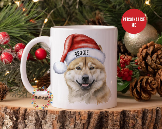 Personalised Akita Christmas 11oz Mug l Dog Lover l Santa Dogs l Puppy Gift l Stocking Filler l Dog Mama