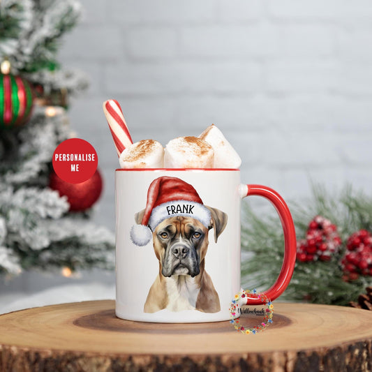 Personalised Boxer Christmas 11oz Mug l Dog Lover l Santa Dogs l Puppy Gift l Stocking Filler l Dog Mama