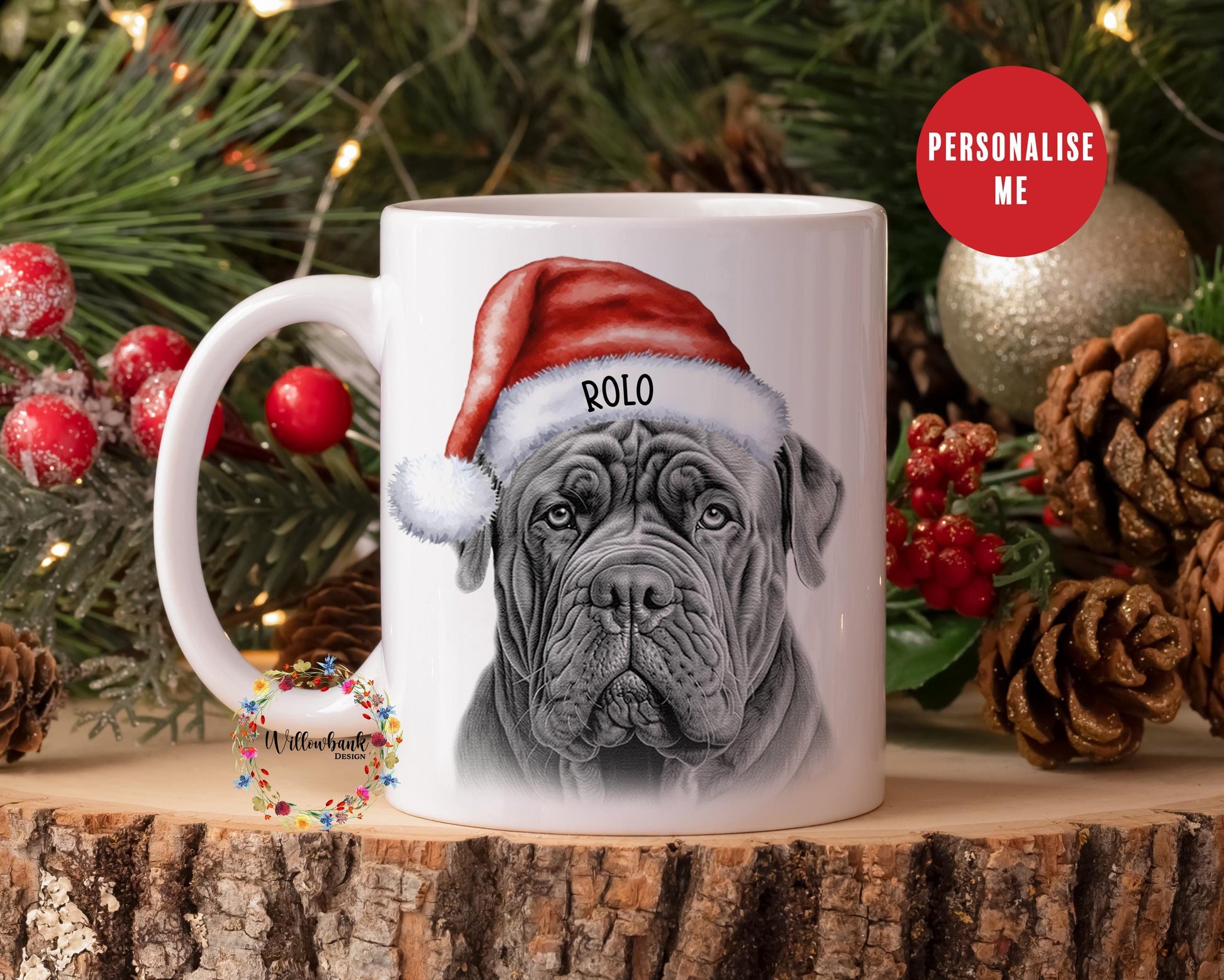 Personalised Bull Mastiff Christmas 11oz Mug l Dog Lover l Santa Dogs l Puppy Gift l Stocking Filler l Dog Mama