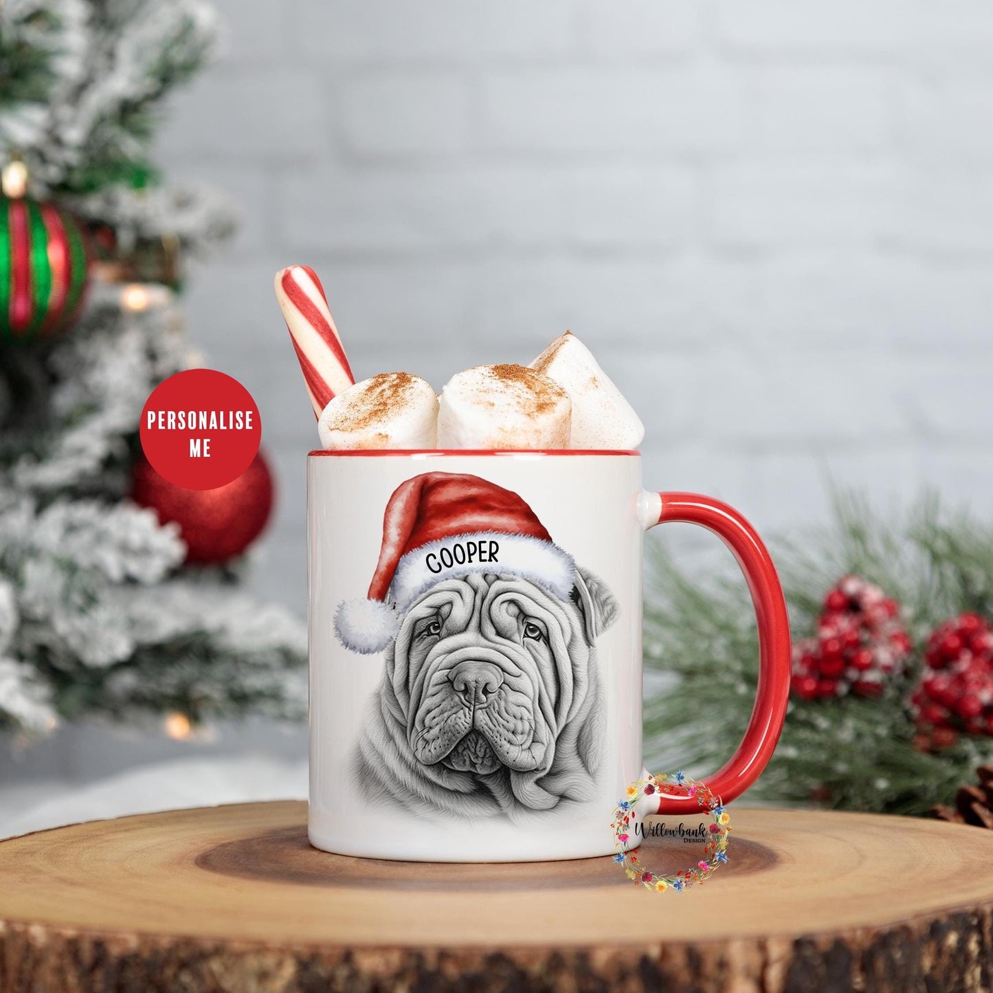 Personalised Shar Pei Christmas 11oz Mug l Dog Lover l Santa Dogs l Puppy Gift l Stocking Filler l Dog Mama