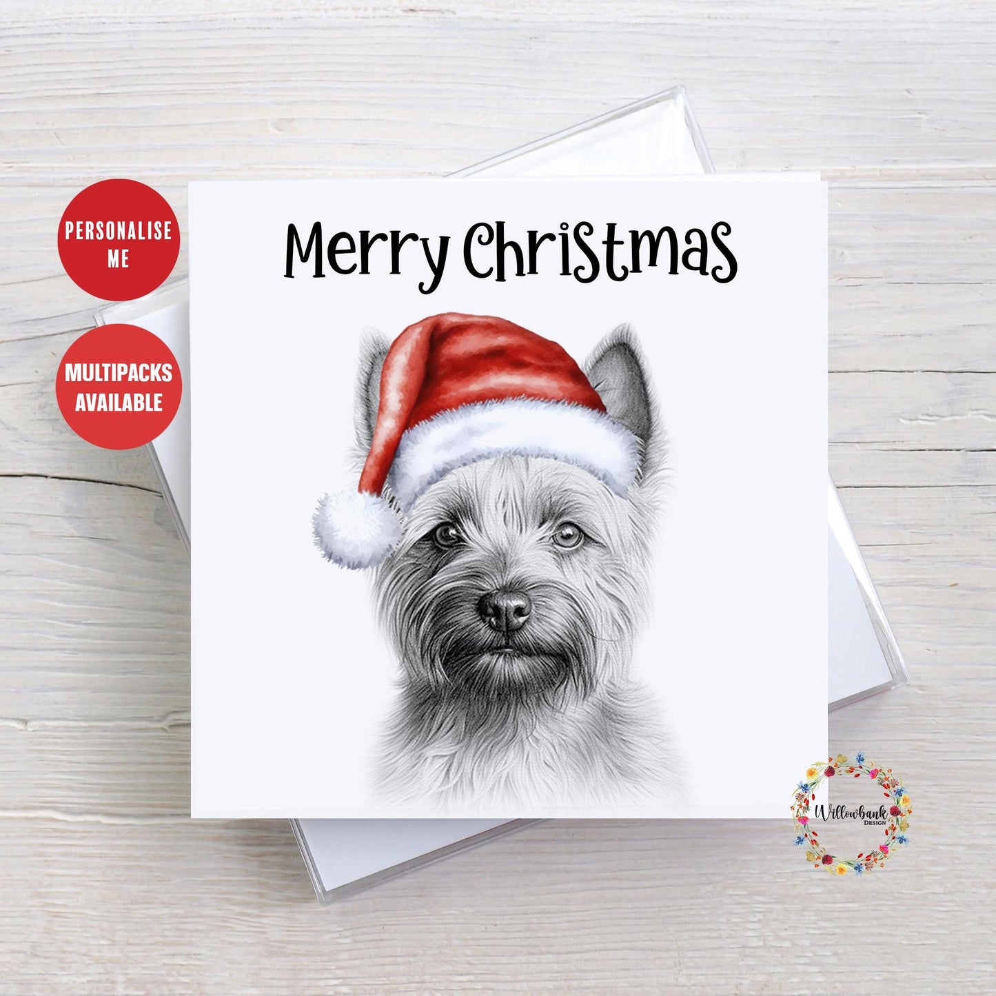 Personalised Cairn Terrier Christmas Card l Dog Lover Festive Card l Santa Dogs l Dog Mama l Puppy Xmas Card