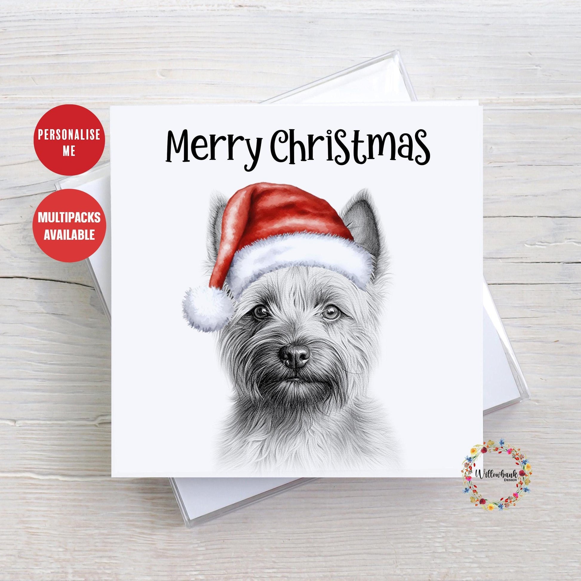 Personalised Cairn Terrier Christmas Card l Dog Lover Festive Card l Santa Dogs l Dog Mama l Puppy Xmas Card