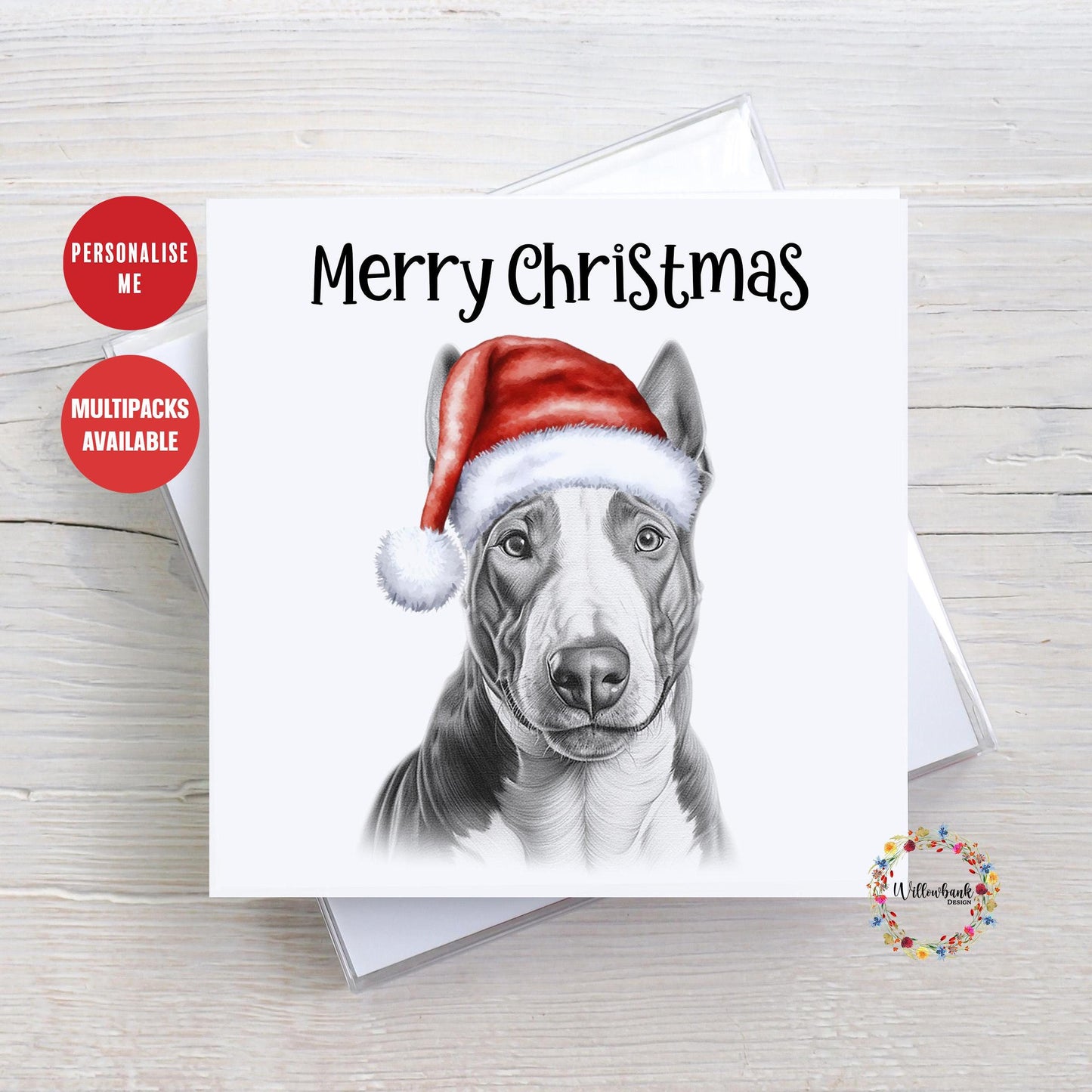 Personalised Pitbull Christmas Card l Dog Lover Festive Card l Santa Dogs l Dog Mama l Puppy Xmas Card