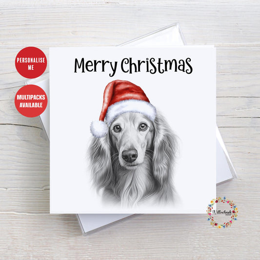 Personalised Saluki Christmas Card l Dog Lover Festive Card l Santa Dogs l Dog Mama l Puppy Xmas Card