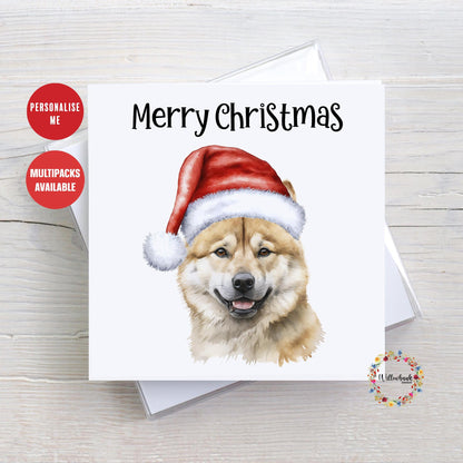 Multipack Personalised Akita Christmas Card