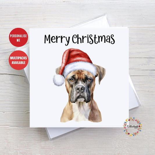 Multipack Personalised Boxer Christmas Card l Dog Lover Festive Card l Santa Dogs l Dog Mama l Puppy Xmas