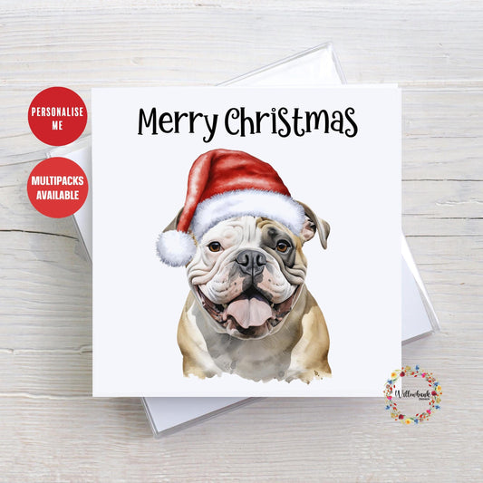 Multipack Personalised Bulldog Christmas Card