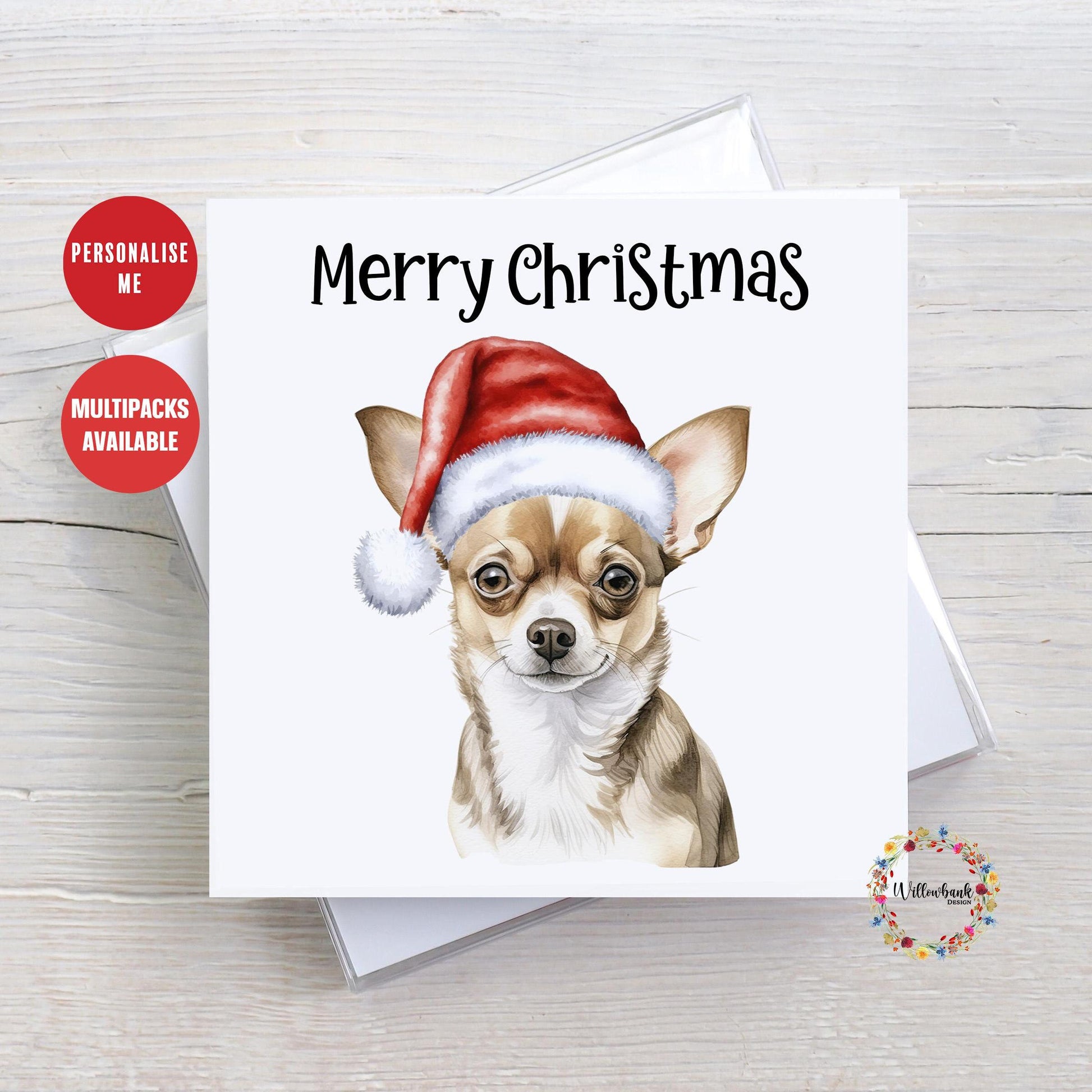 Multipack Personalised Chihuahua Christmas Card l Dog Lover Festive Card l Santa Dogs l Dog Mama l Puppy Xmas