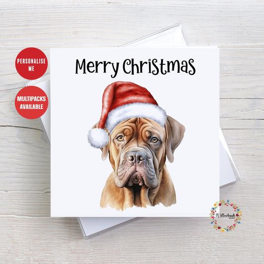 Multipack Personalised Dogue de Bordeaux Christmas Card l Dog Lover Festive Card l Santa Dogs l Dog Mama l Puppy Xmas