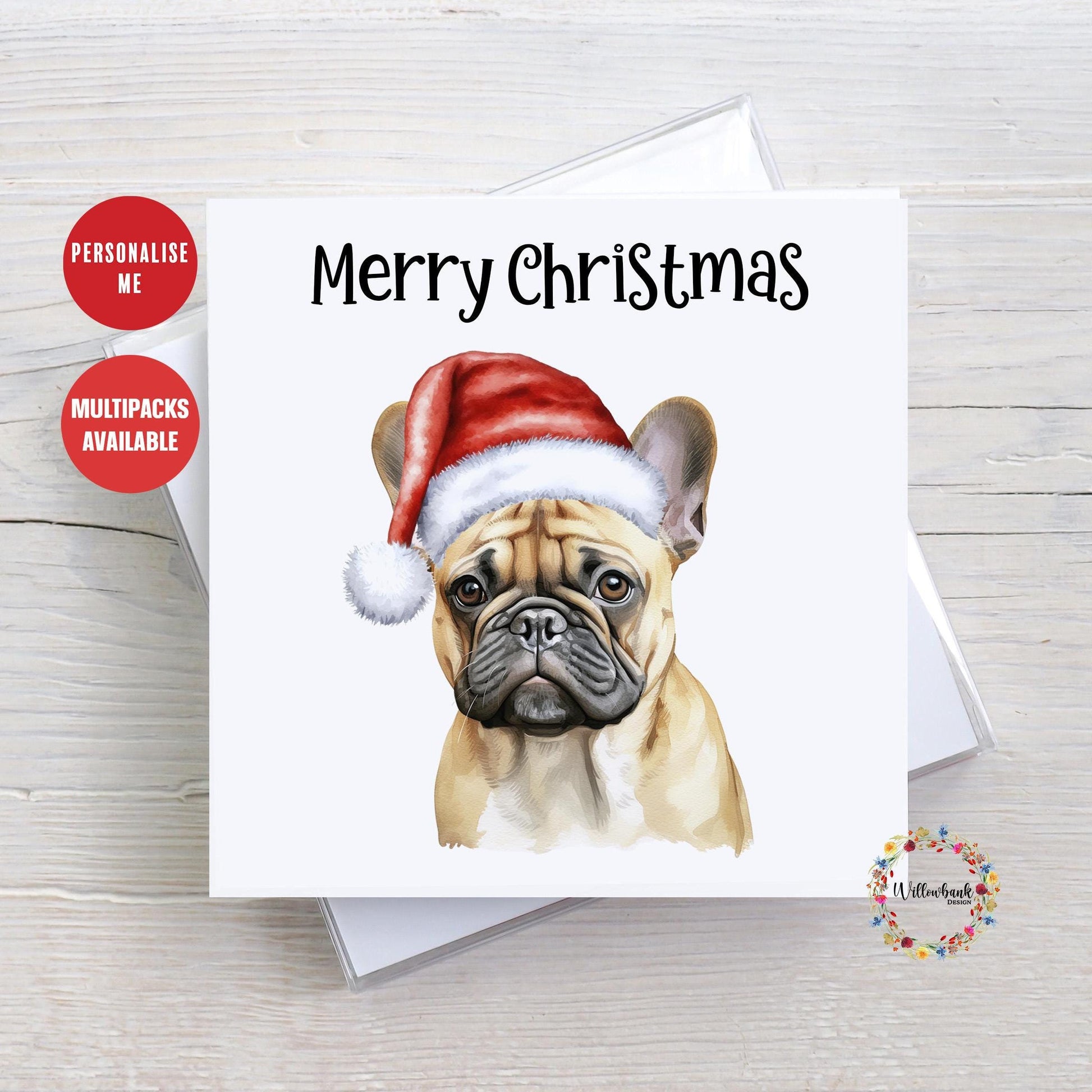 Multipack Personalised French Bulldog Christmas Card l Dog Lover Festive Card l Santa Dogs l Dog Mama l Puppy Xmas l Frenchie