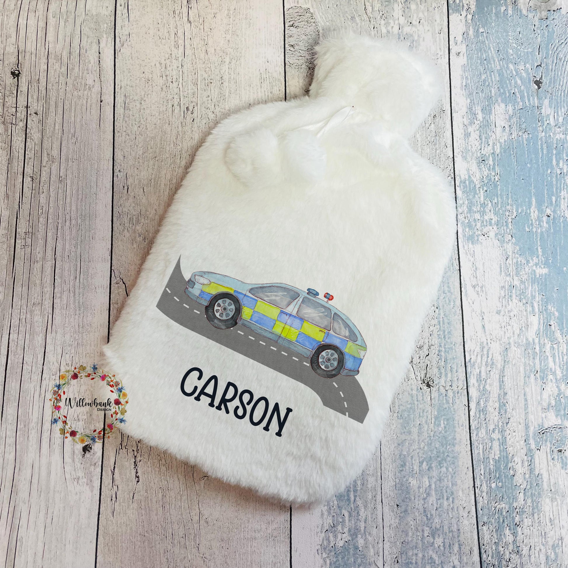 Personalised Hot Water Bottle l Police Car l Emergency Vehicle l Child Gift l Stocking Filler l Christmas Gift l Birthday Present