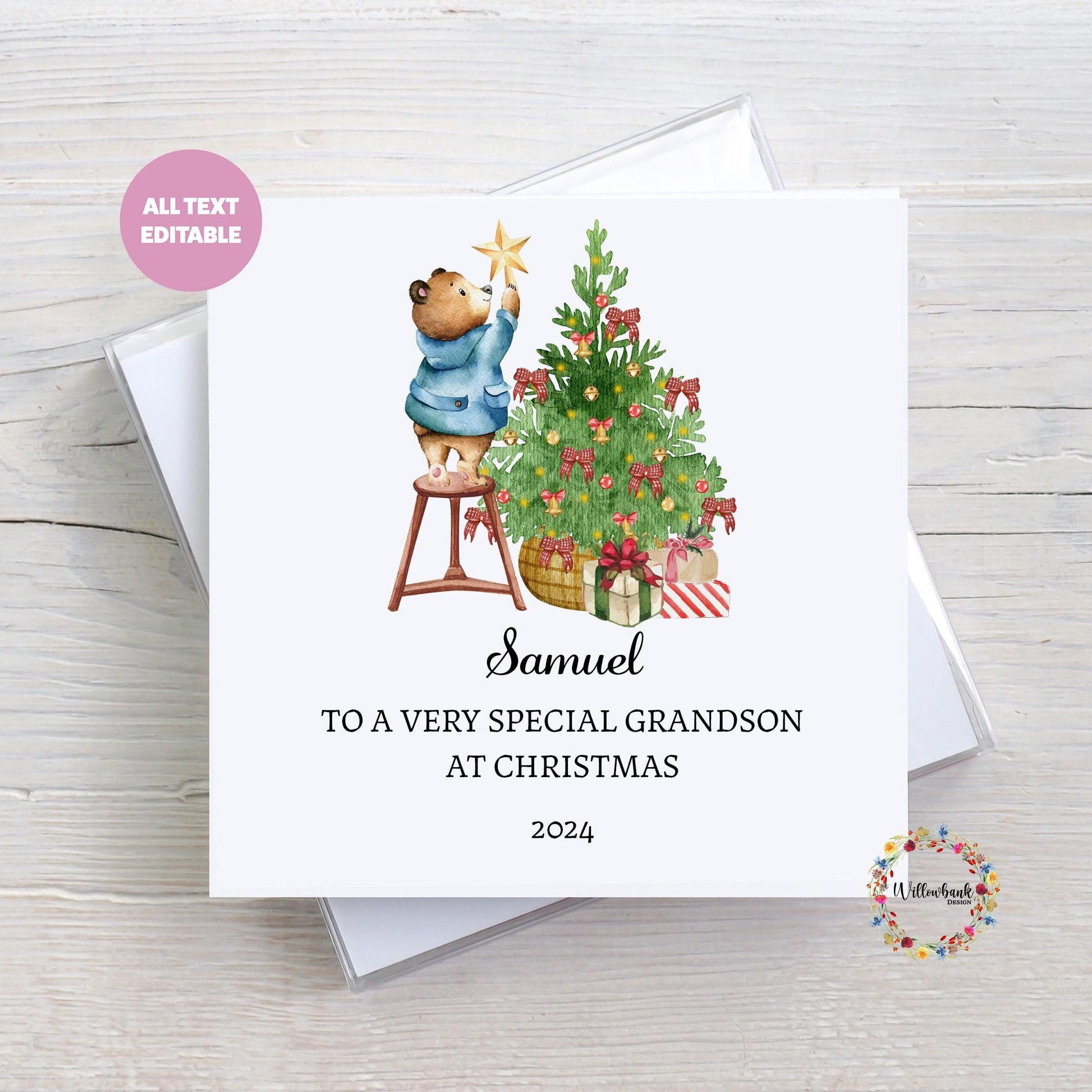 Children's Christmas Card l Christmas Teddy Bear l Santa l Christmas Card For Child l Keepsake l Son Daughter Grandson Grandaughter