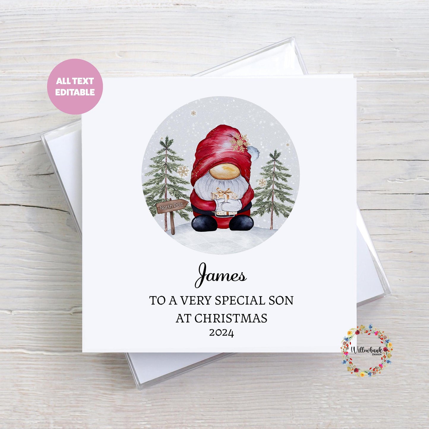 Santa Claus Gonk Christmas Card l Father Christmas l Mrs Claus l Xmas Gnome l Keepsake l Son Daughter Grandson Grandaughter