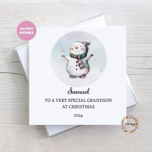 Snowman Christmas Card l Father Christmas l Xmas Card For Child l Keepsake l Son Daughter Grandson Grandaughter Nephew Niece Godchild