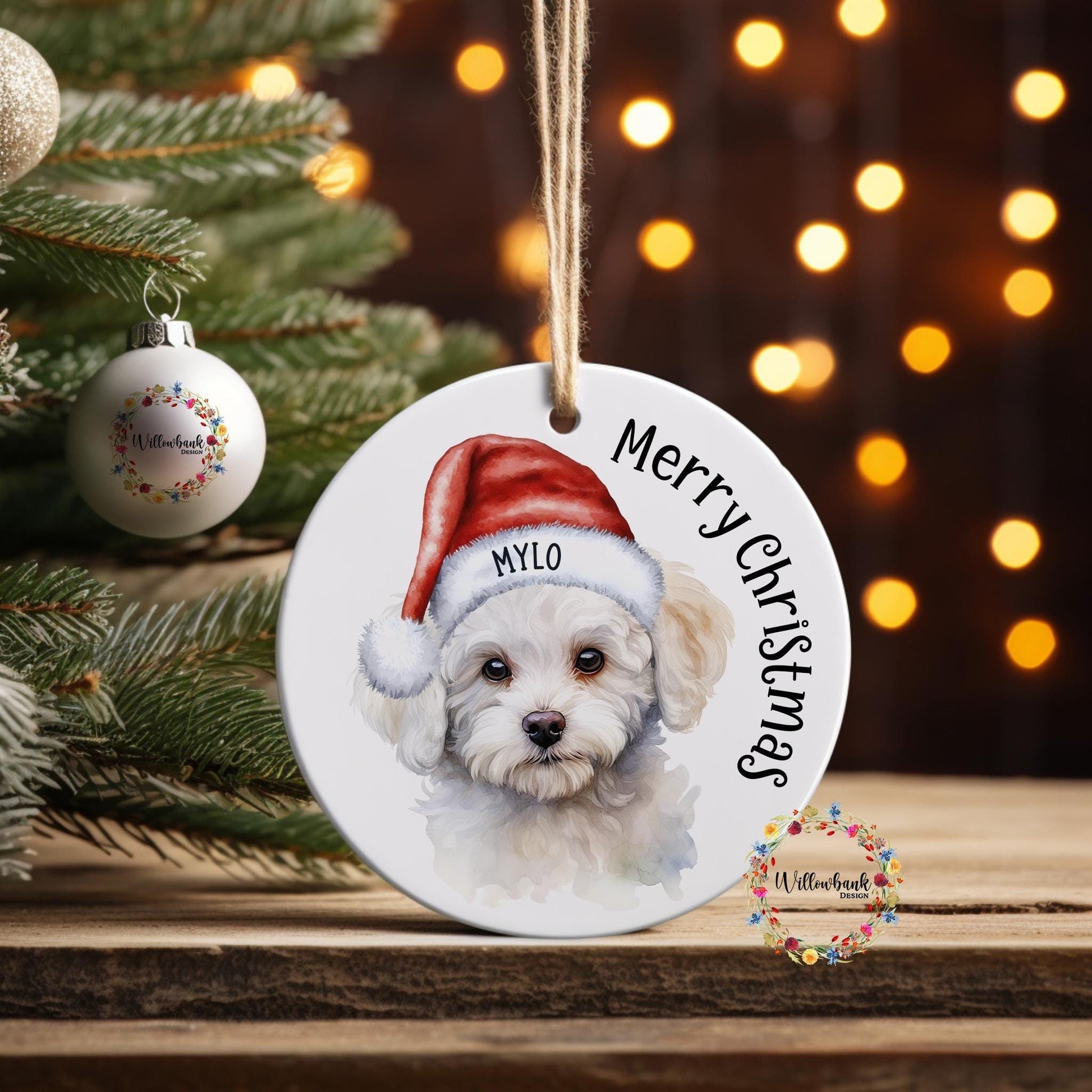 Personalised Bichon Frisé Christmas Tree Decoration l Dog Lover l Santa Dogs l Hanging Decoration l Hanging Ornament