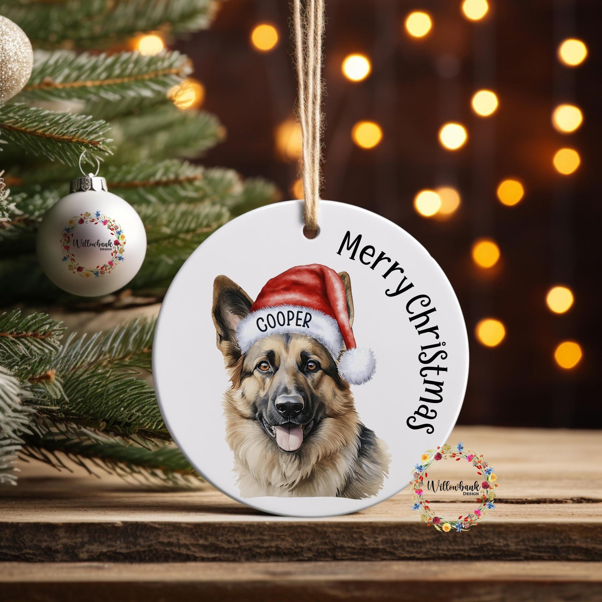 Personalised German Shepherd Christmas Tree Decoration l Dog Lover l Santa Dogs l Hanging Decoration l Hanging Ornament