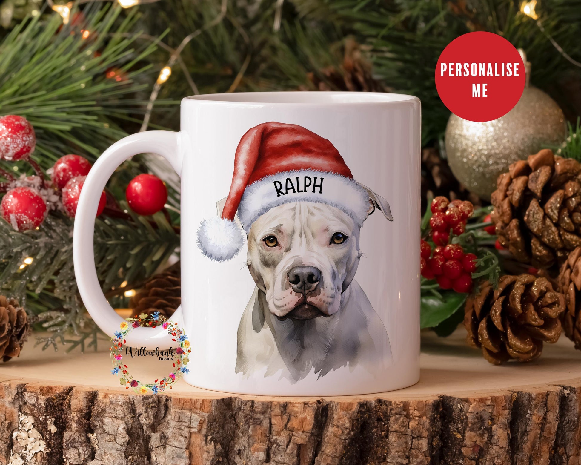 Personalised American Bulldog Christmas 11oz Mug l Dog Lover l Santa Dogs l Puppy Gift l Stocking Filler l Dog Mama