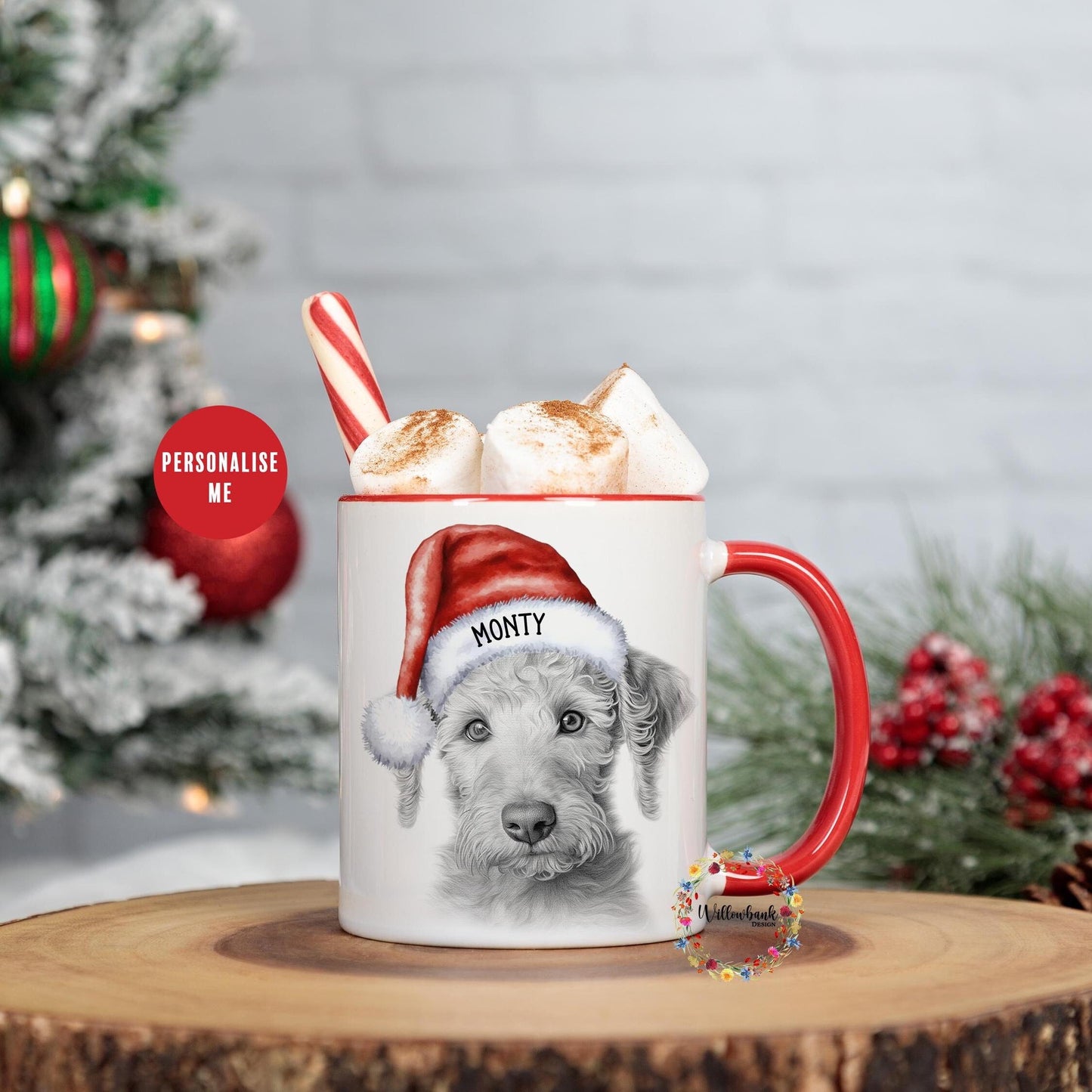 Personalised Bedlington Terrier Christmas 11oz Mug l Dog Lover l Santa Dogs l Puppy Gift l Stocking Filler l Dog Mama