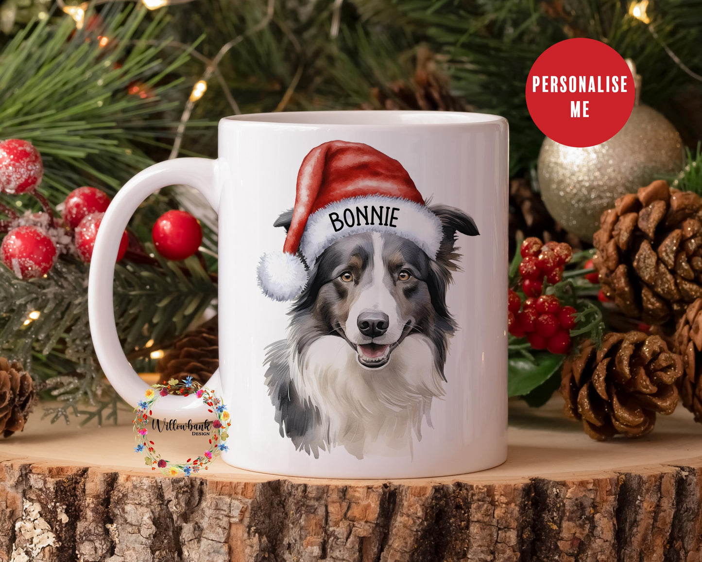 Personalised Border Collie Christmas 11oz Mug l Dog Lover l Santa Dogs l Puppy Gift l Stocking Filler l Dog Mama