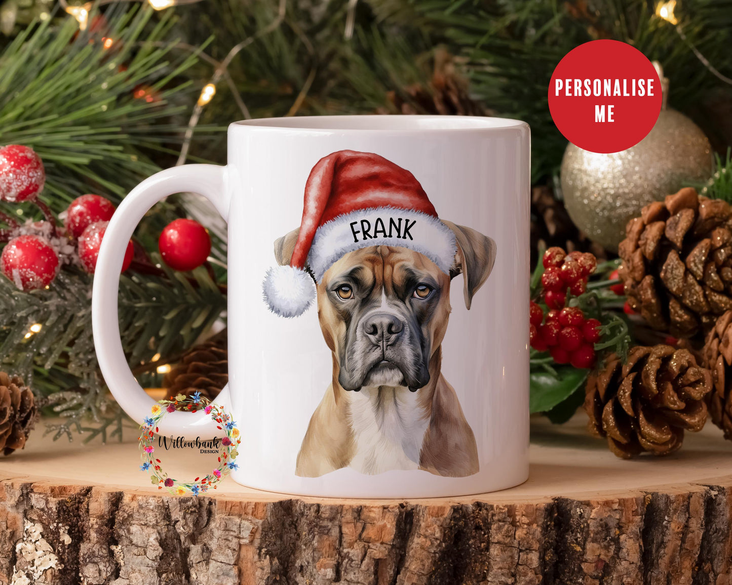 Personalised Boxer Christmas 11oz Mug l Dog Lover l Santa Dogs l Puppy Gift l Stocking Filler l Dog Mama